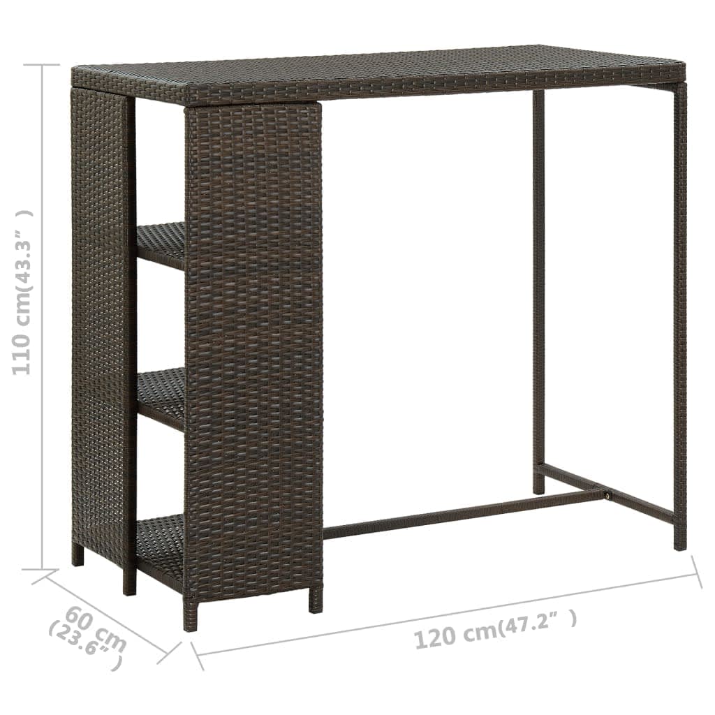 Barbord Med Förvaringshyllor 120X60X110 Cm Konstrotting