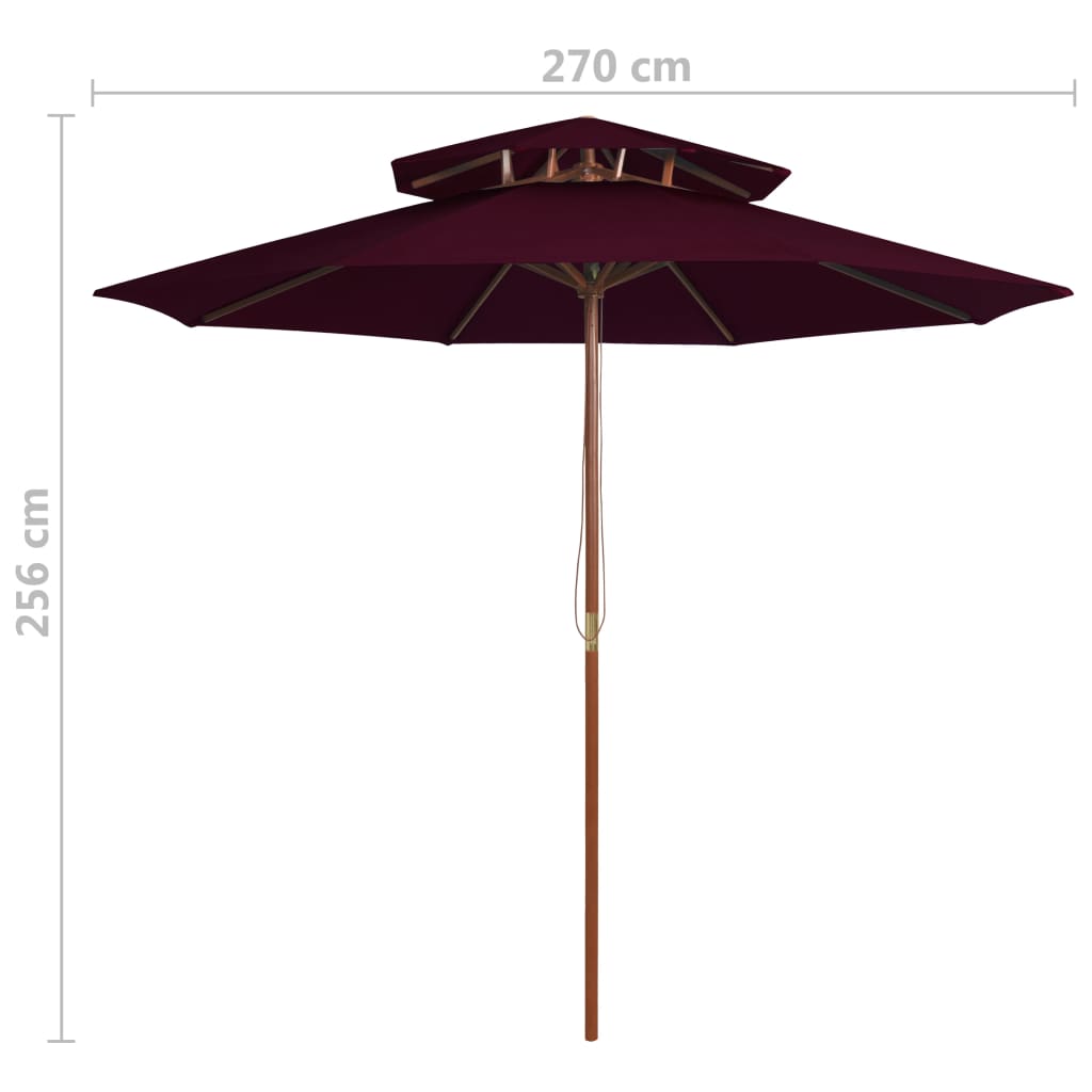 Parasoll Med Två Nivåer Trästång 270 Cm