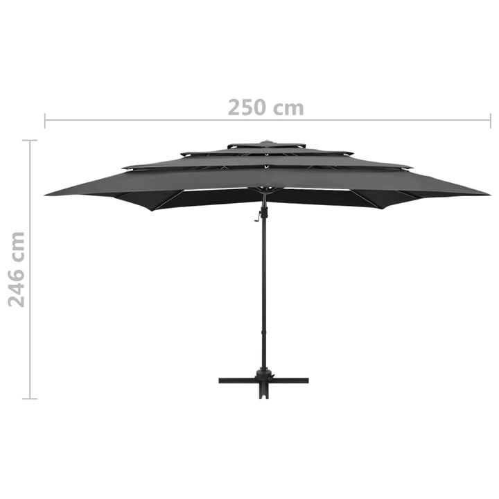 Trädgårdsparasoll 4-Nivåer Aluminiumstång 250X250 Cm