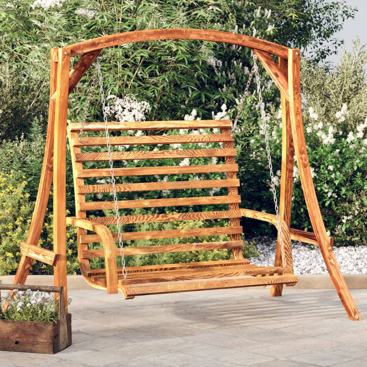 Gungbänk Med Massivt Böjträ Med Teakyta 126X63X92 Cm