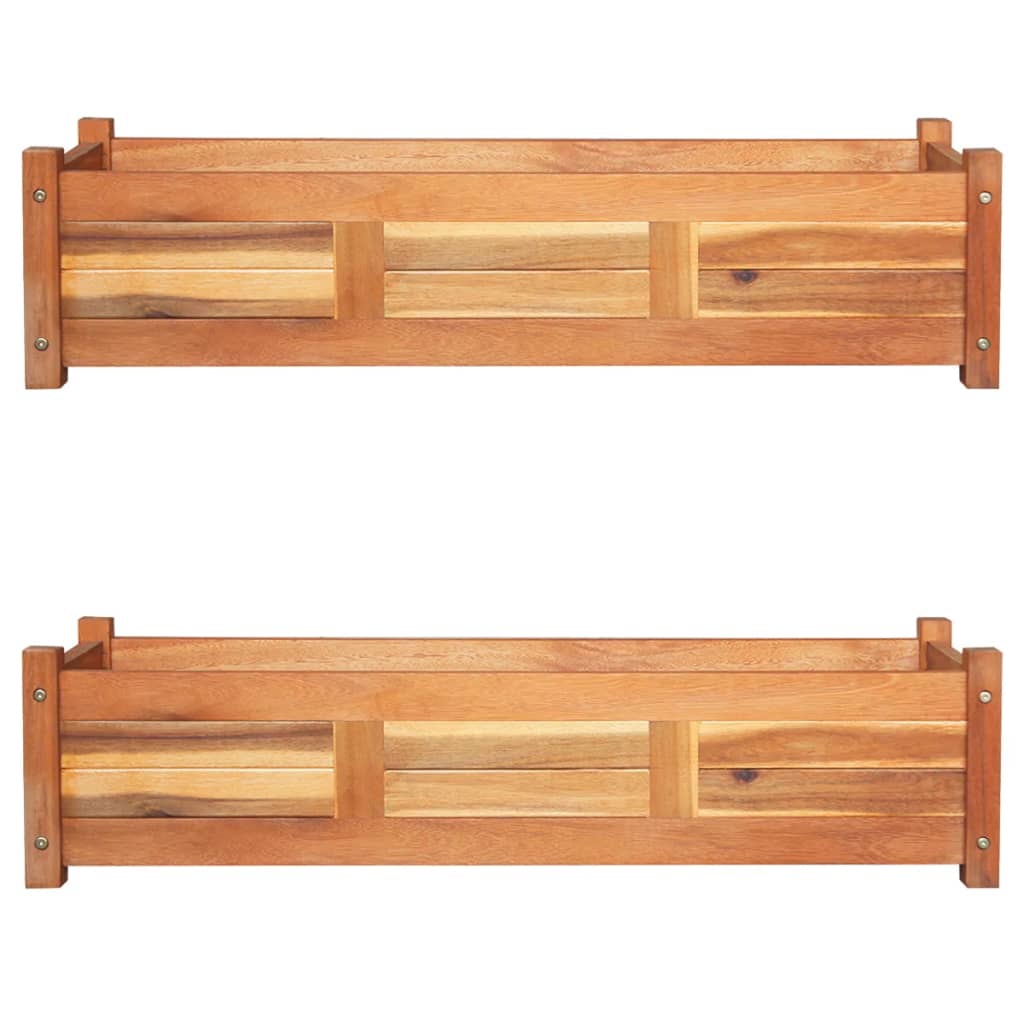 Blomlåda Upphöjd 2 St Akaciaträ 100X30X25 Cm