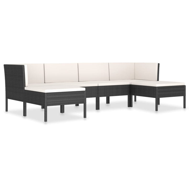 Loungegrupp Med Dynor 6 Delar Svart Konstrotting