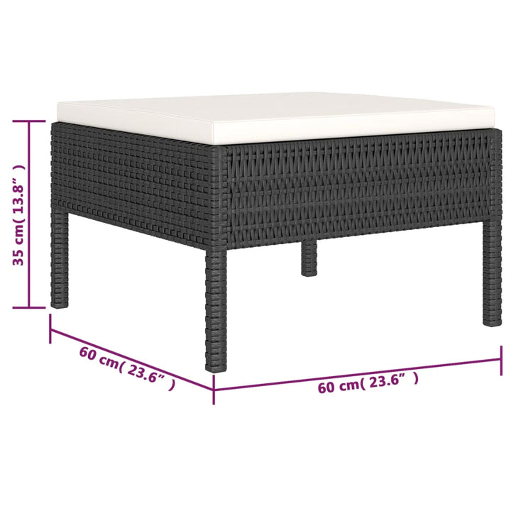 Loungegrupp Med Dynor 6 Delar Svart Konstrotting