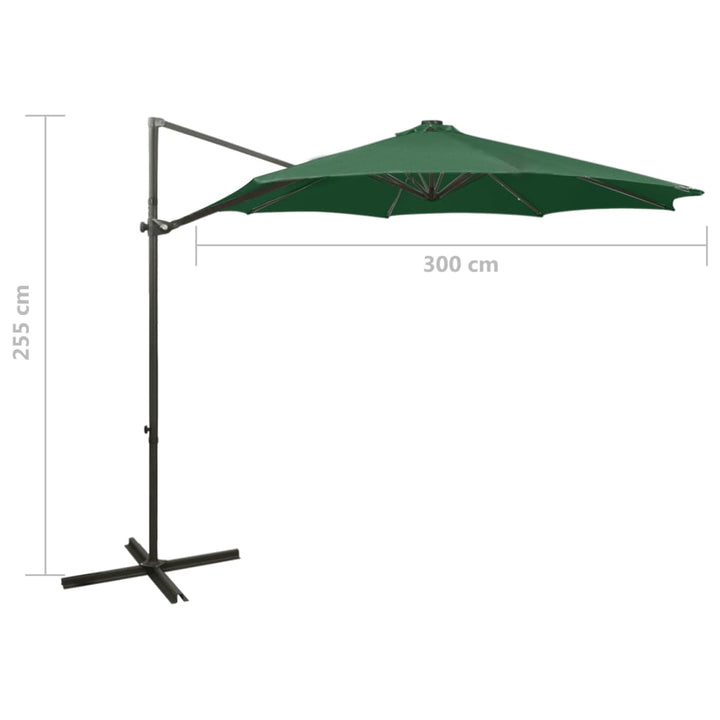 Frihängande Trädgårdsparasoll Med Stång Och Leds 300 Cm