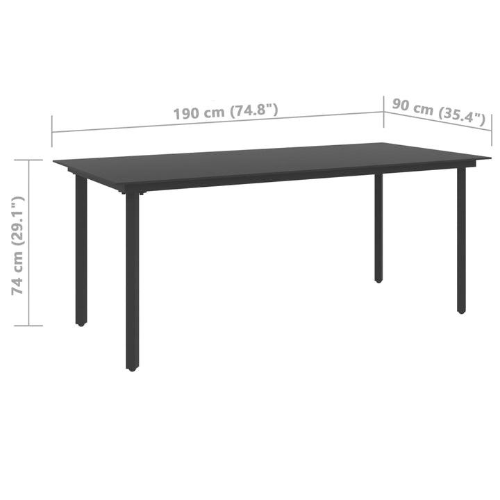Trädgårdsbord Svart Stål Och Glas