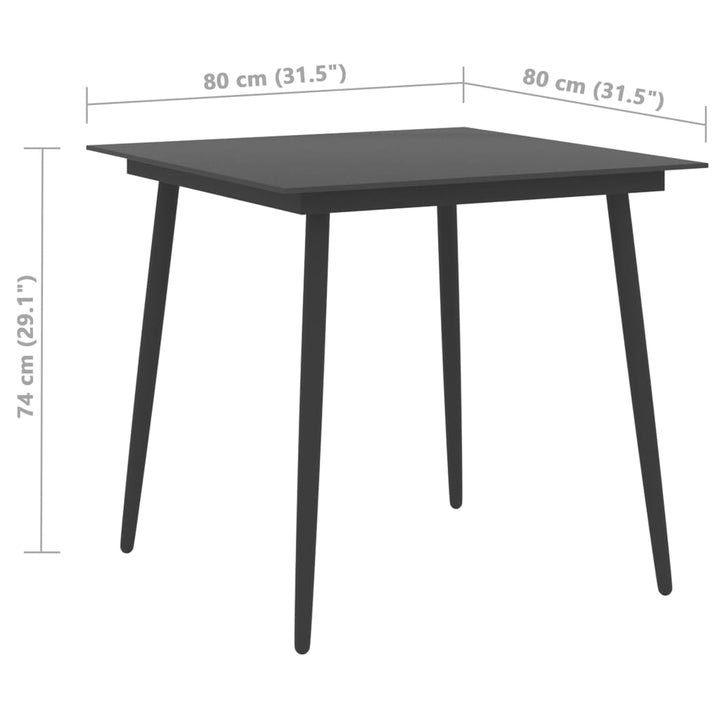 Trädgårdsbord Svart Stål Och Glas