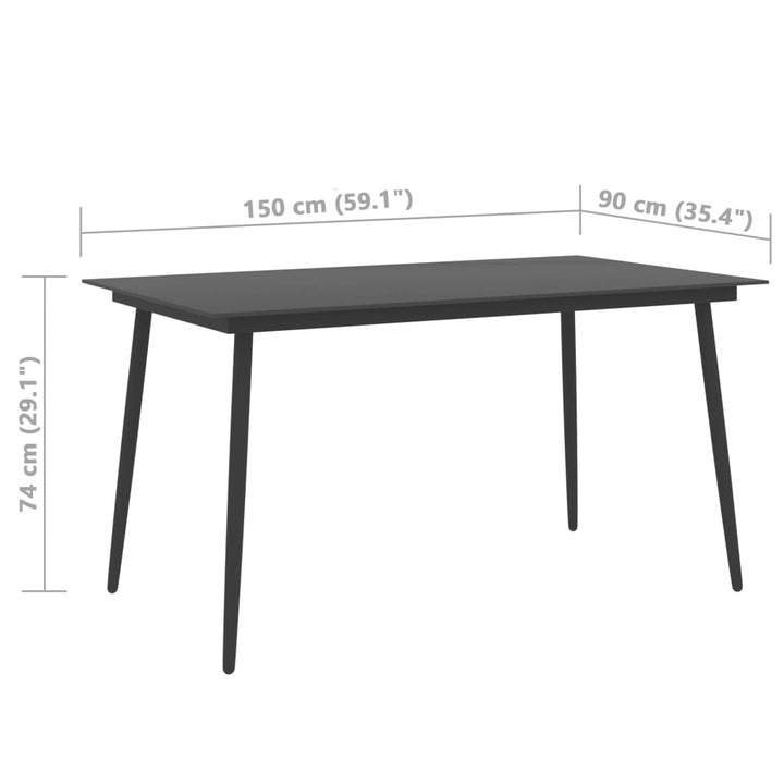 Trädgårdsbord Svart Stål Och Glas