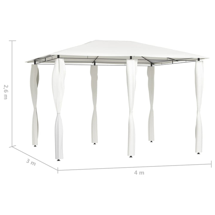 Paviljong Med Stolpar 3X4X2,6 M Gräddvit 160 G/M²