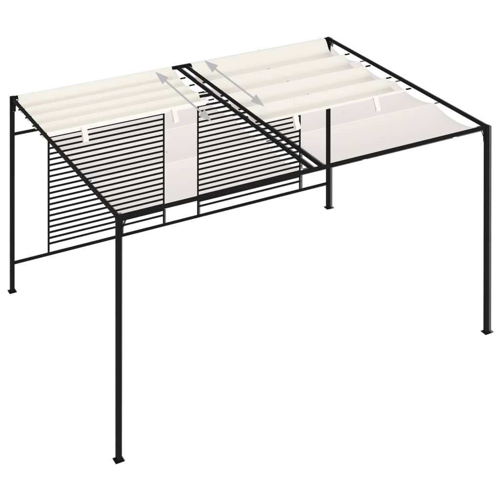 Paviljong Med Infällbart Tak 3X4X2,3 M Gräddvit 180 G/M²