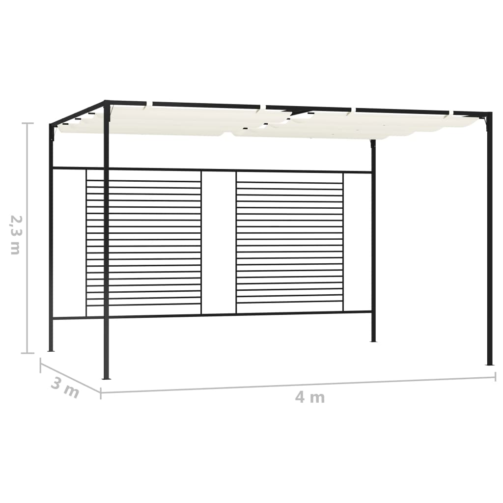 Paviljong Med Infällbart Tak 3X4X2,3 M Gräddvit 180 G/M²