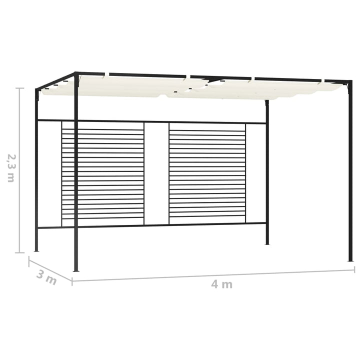 Paviljong Med Infällbart Tak 3X4X2,3 M Gräddvit 180 G/M²