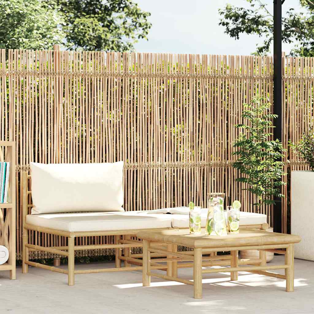 Loungegrupp För Trädgården Med A Dynor 2 Delar Bambu