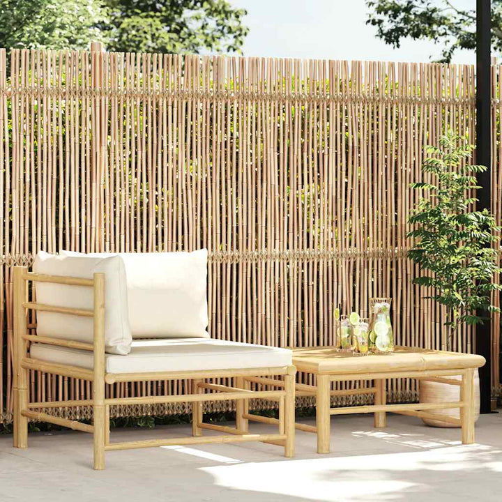 Loungegrupp För Trädgården Med A Dynor 2 Delar Bambu