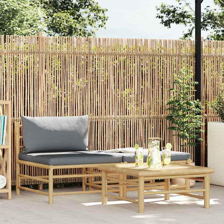 Loungegrupp För Trädgården Med A Dynor 2 Delar Bambu