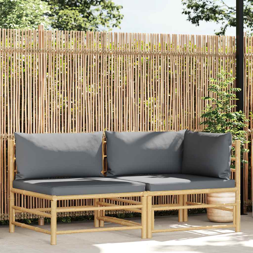 Loungegrupp För Trädgården Med A Dynor 2 Delar Bambu