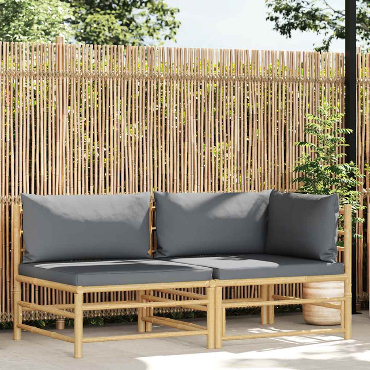 Loungegrupp För Trädgården Med A Dynor 2 Delar Bambu
