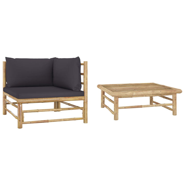 Loungegrupp För Trädgården Med A Dynor 2 Delar Bambu