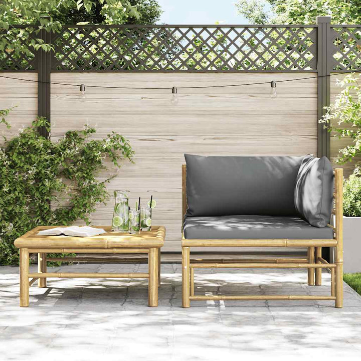 Loungegrupp För Trädgården Med A Dynor 2 Delar Bambu