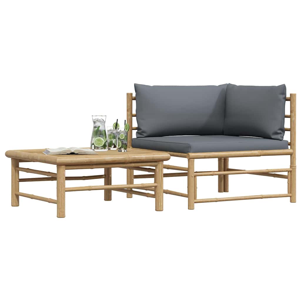 Loungegrupp För Trädgården Med A Dynor 2 Delar Bambu