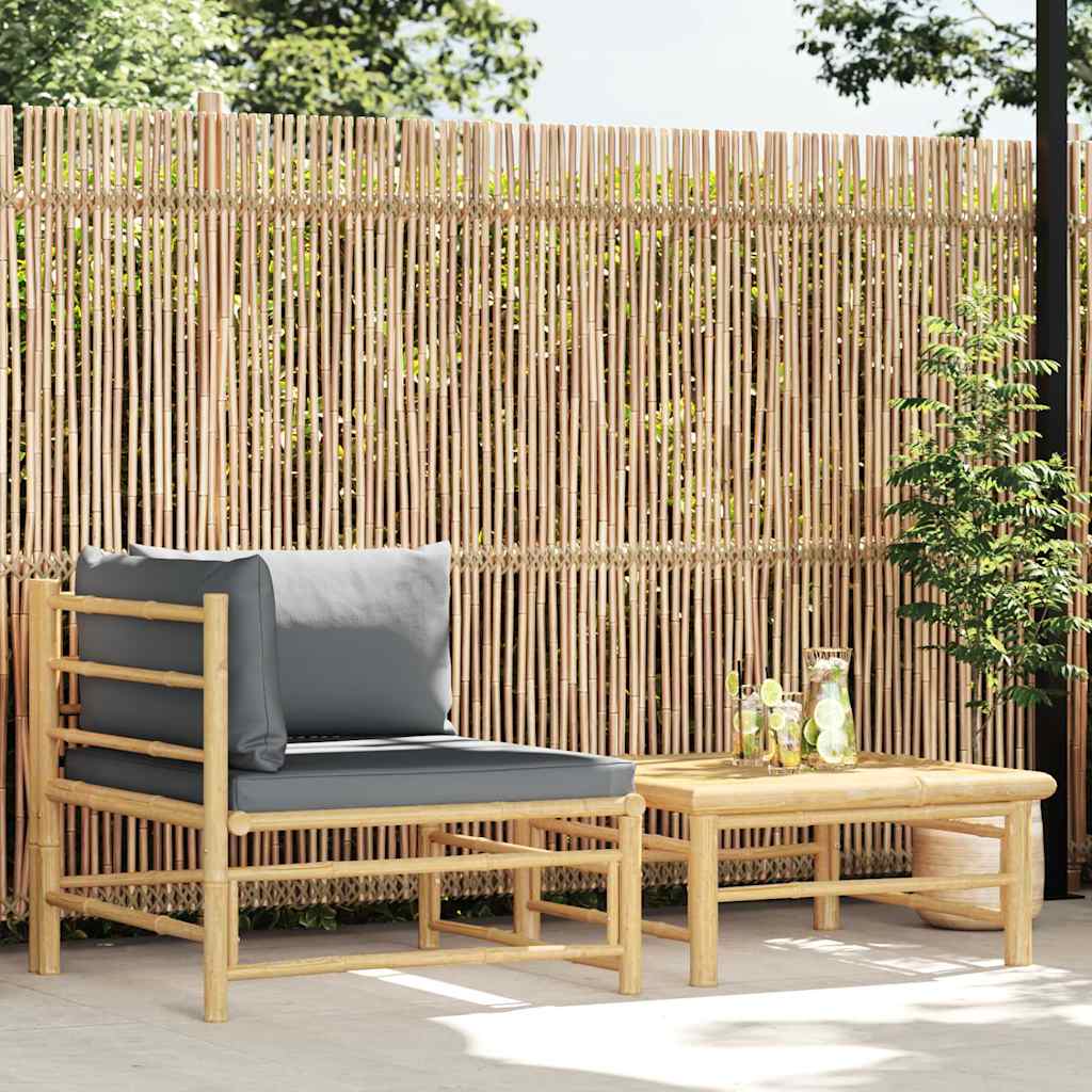 Loungegrupp För Trädgården Med A Dynor 2 Delar Bambu