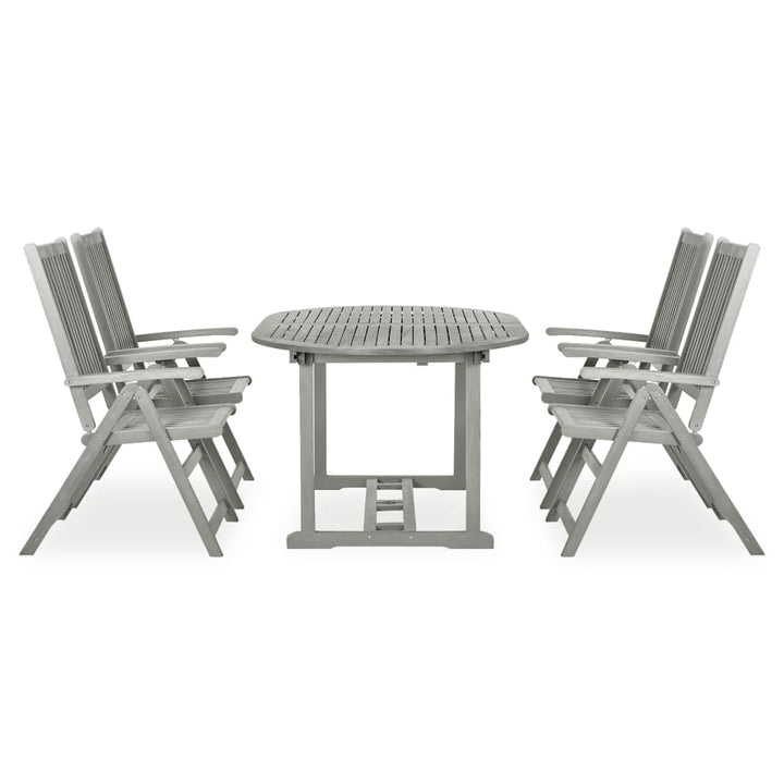 5-Delad Trädgårdsmatgrupp (150-200) X 100 Cm Massivt Akaciaträ Grå