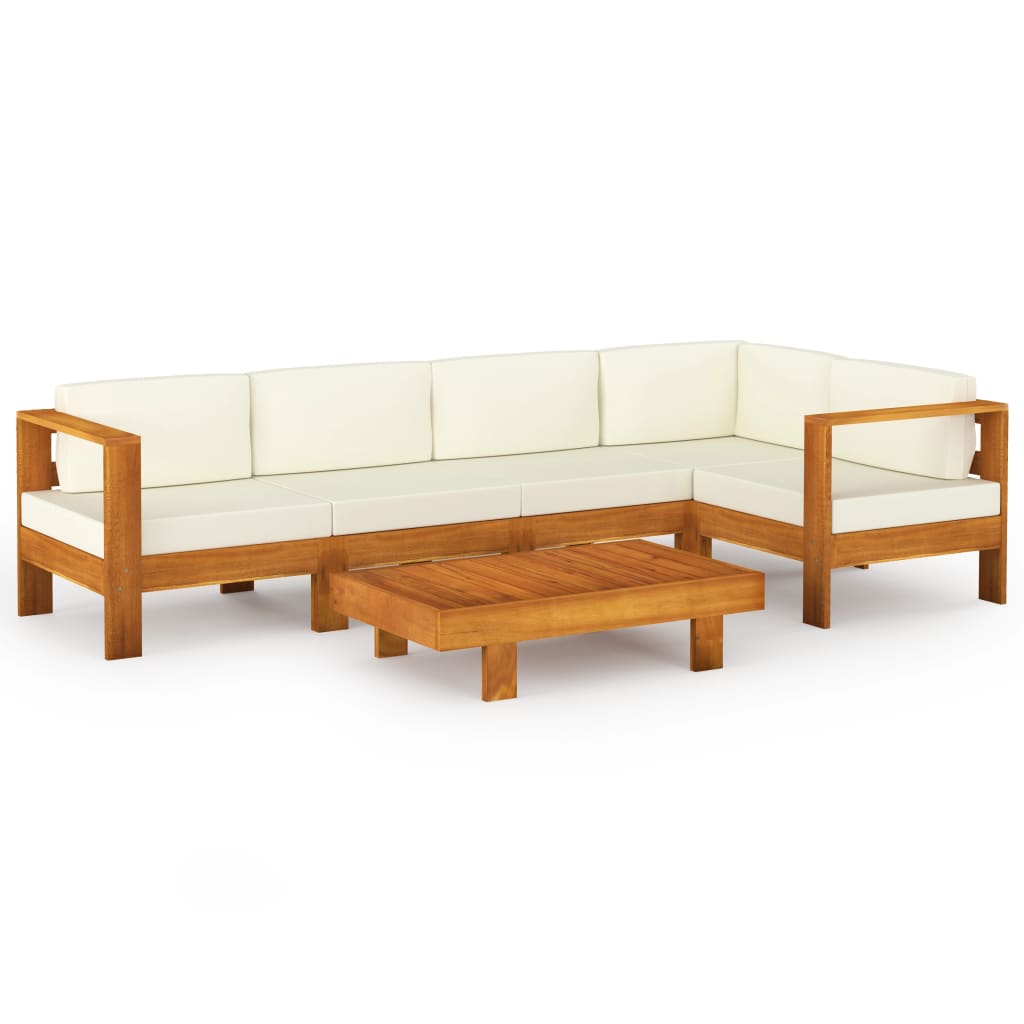 6-Delad Trädgårdsloungegrupp Med Kuddar 100X60 Cm Akaciaträ