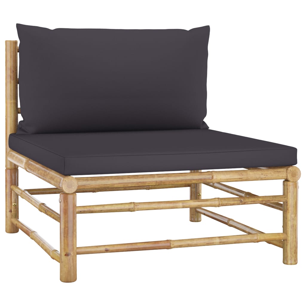 Loungegrupp För Trädgården Med Dynor 3 Delar Bambu