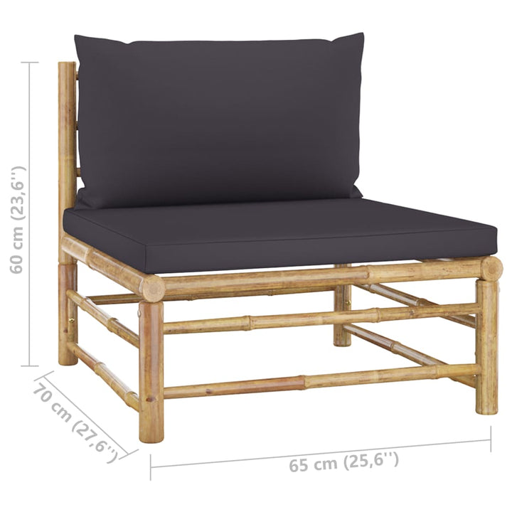 Loungegrupp För Trädgården Med Dynor 3 Delar Bambu