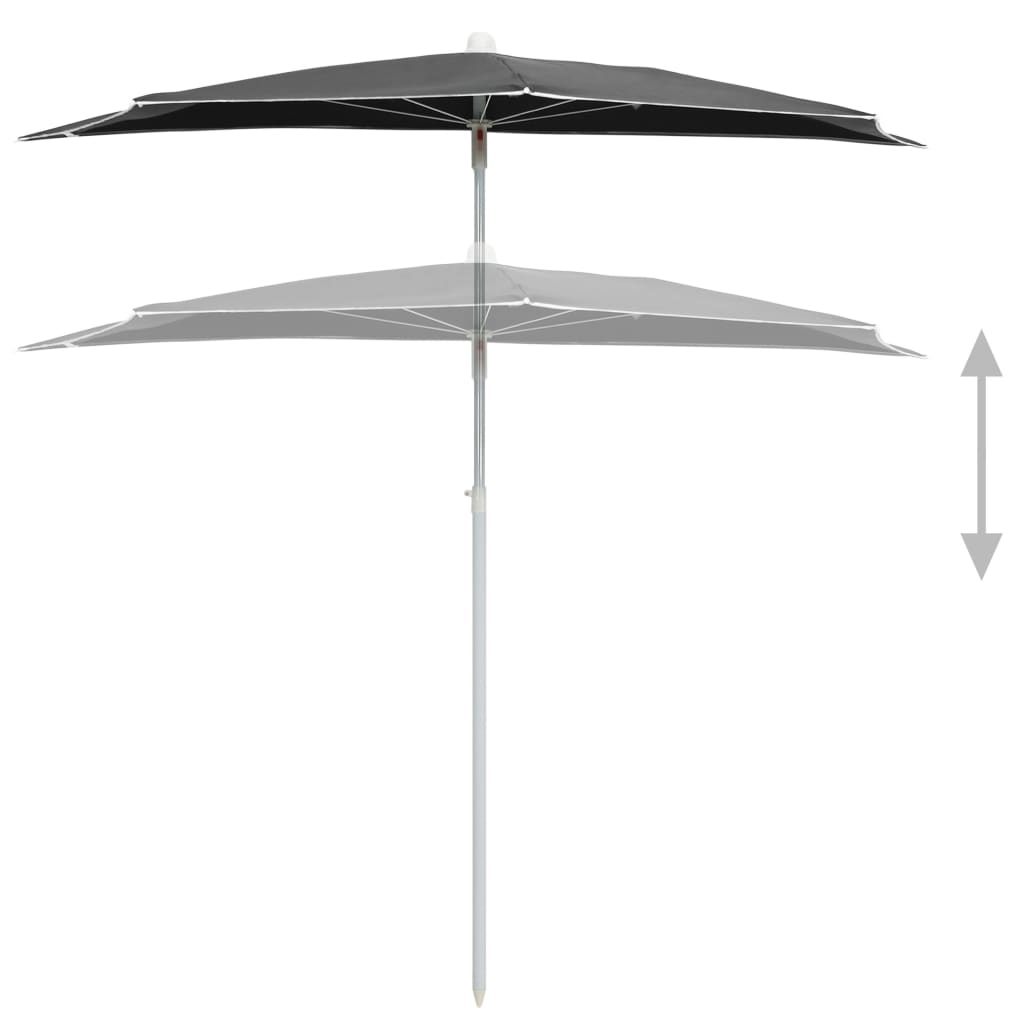 Halvrunt Parasoll Med Stång 180X90 Cm