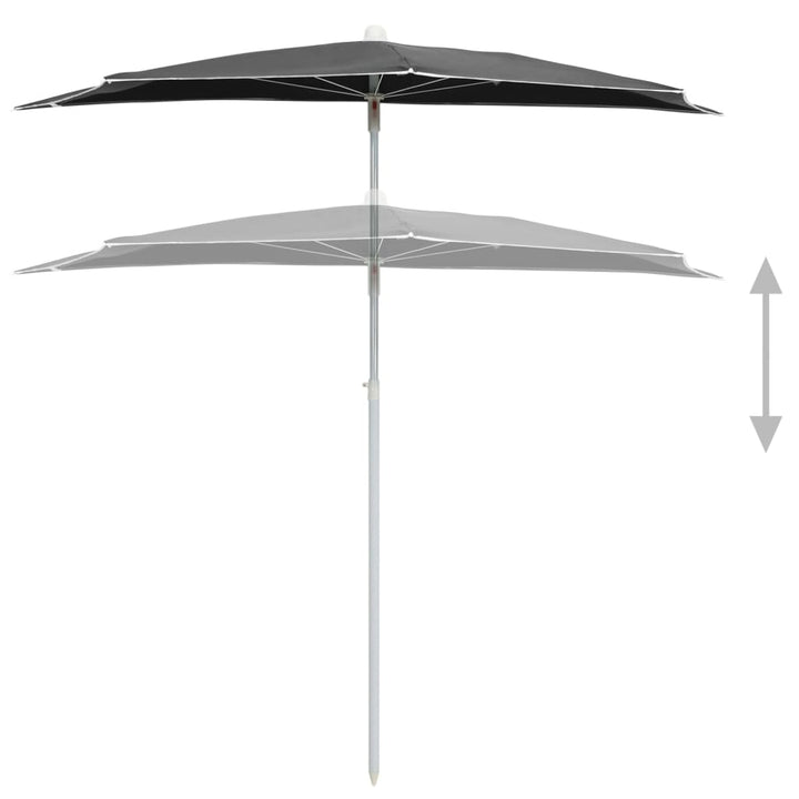 Halvrunt Parasoll Med Stång 180X90 Cm
