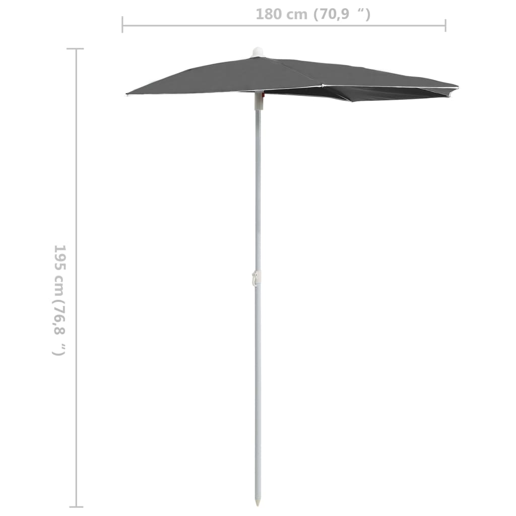 Halvrunt Parasoll Med Stång 180X90 Cm