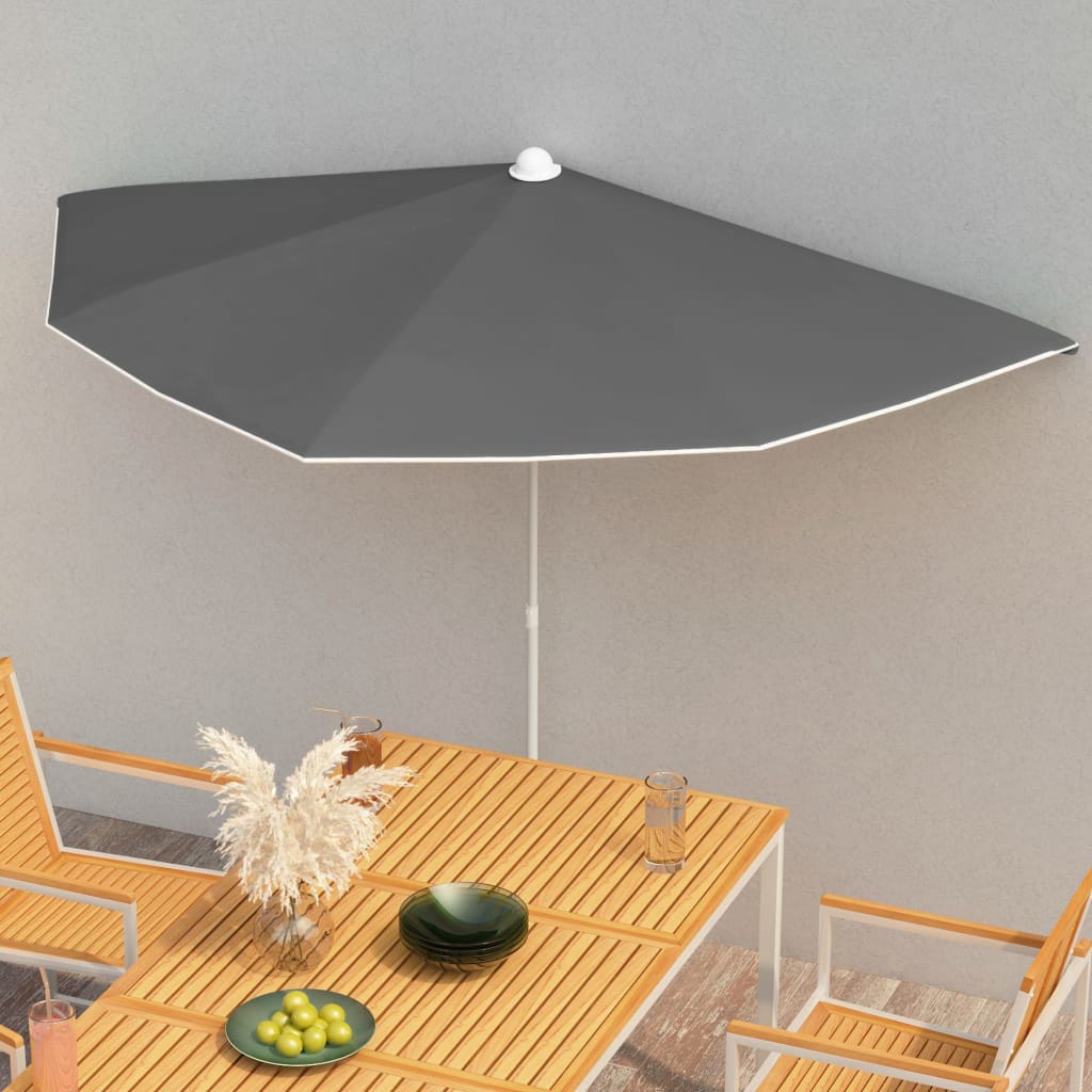 Halvrunt Parasoll Med Stång 180X90 Cm