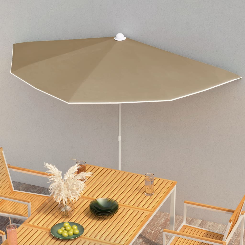 Halvrunt Parasoll Med Stång 180X90 Cm