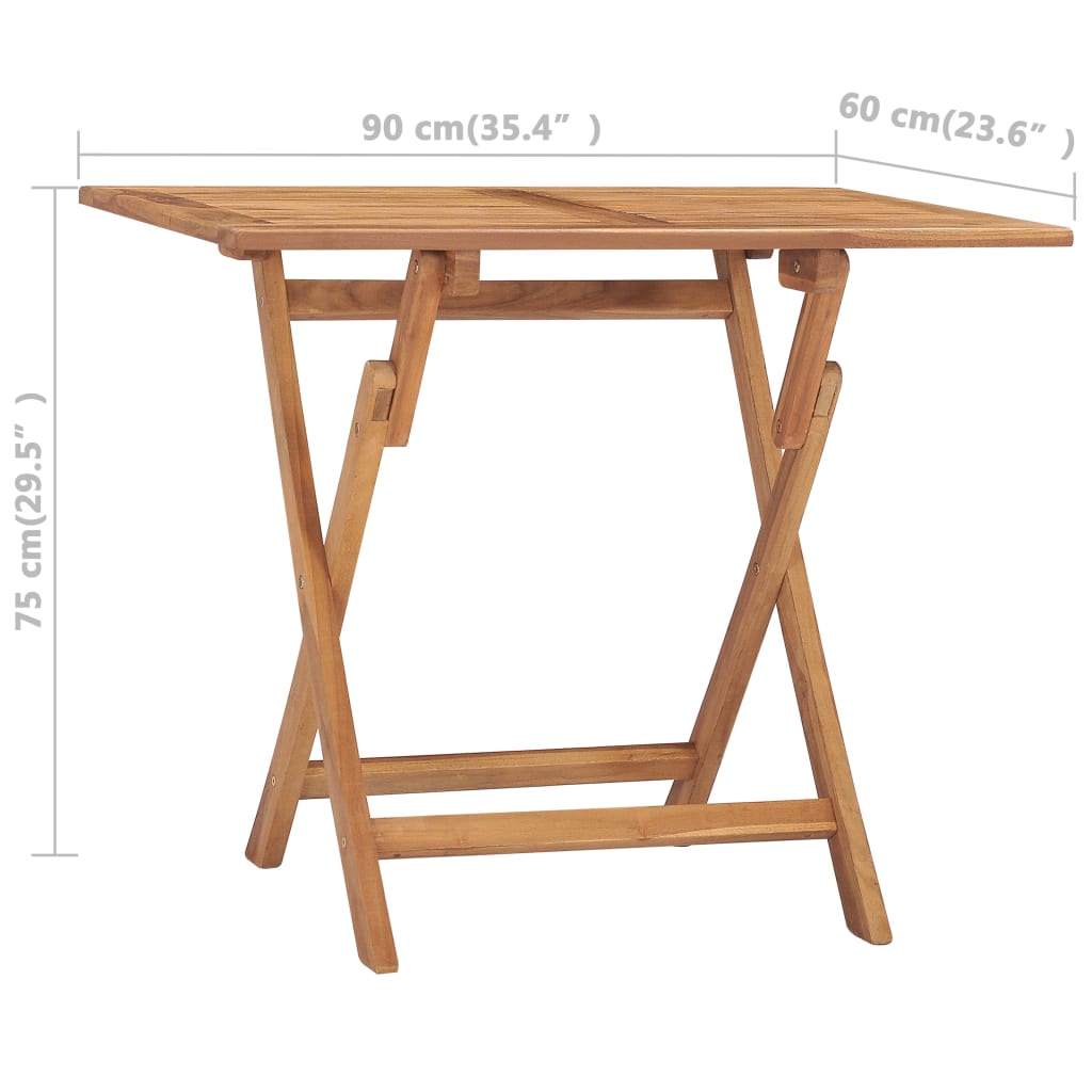 Hopfällbart Trädgårdsbord 90X60X75 Cm Massiv Teak