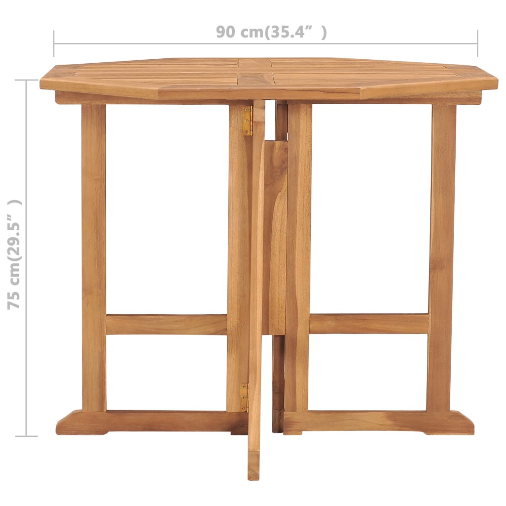 Hopfällbart Trädgårdsbord 90X90X75 Cm Massiv Teak