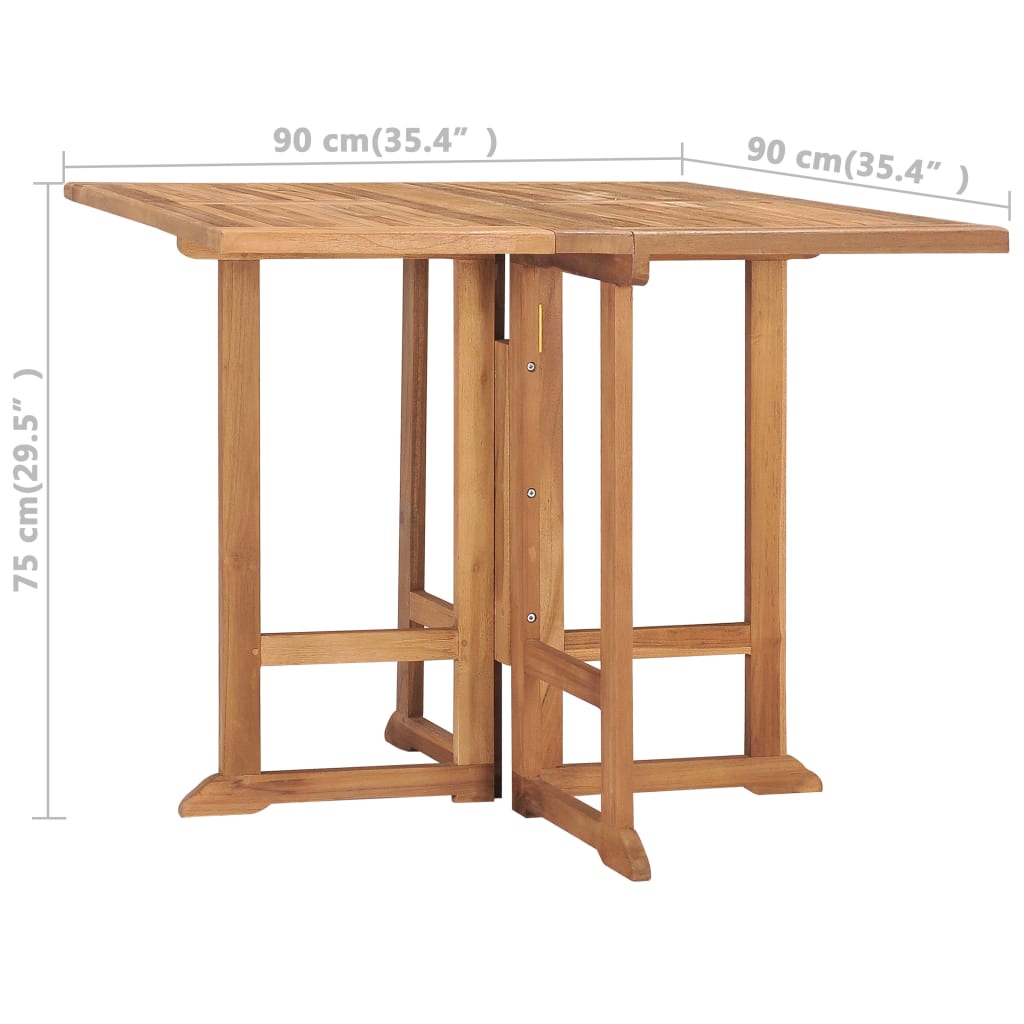 Hopfällbart Trädgårdsbord 90X90X75 Cm Massiv Teak