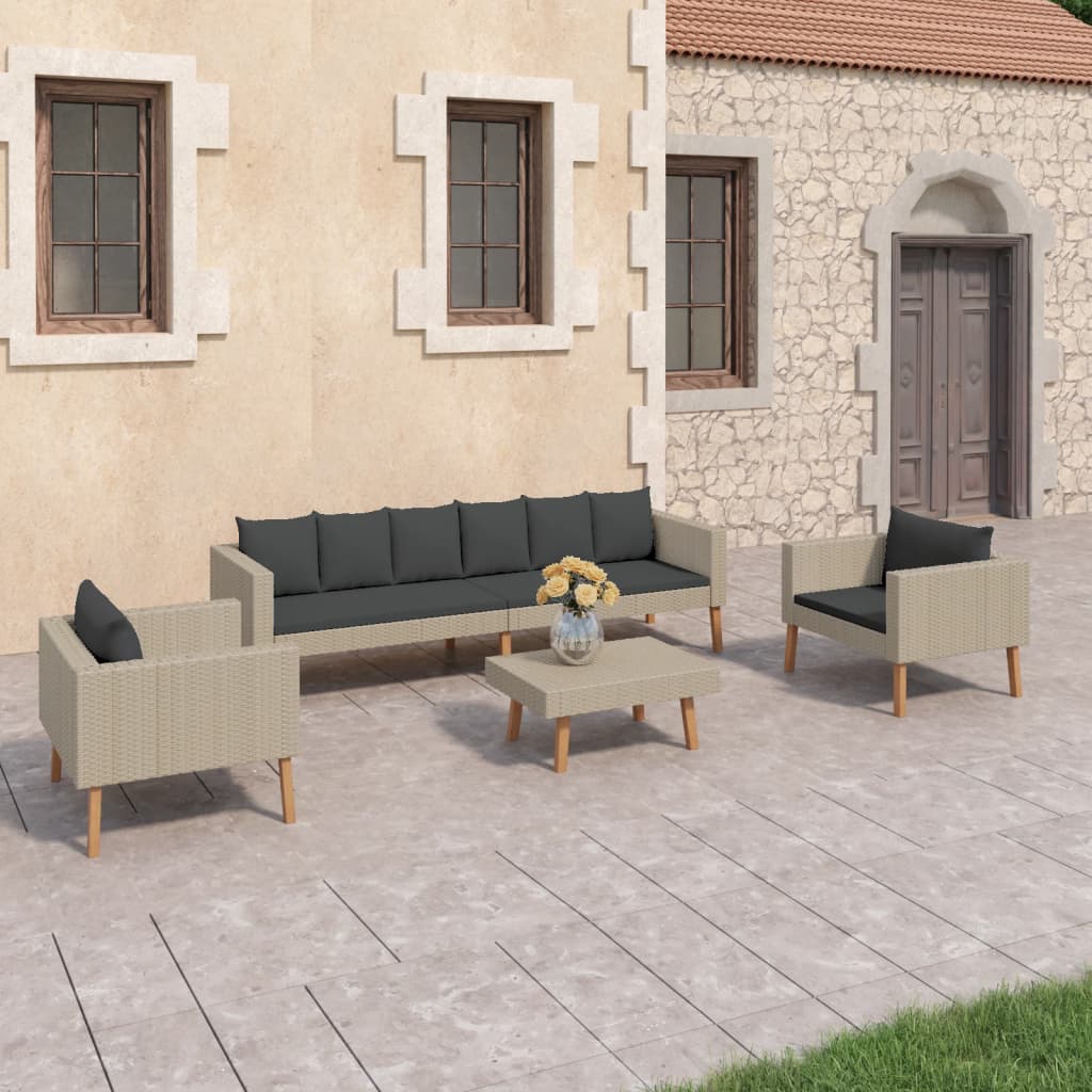 Loungegrupp Med Dynor 6 Delar Konstrotting