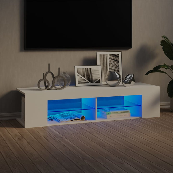 Tv-Bänk Med Led-Lampor Åldrat Trä 135X39X30 Cm Konstruerat Trä