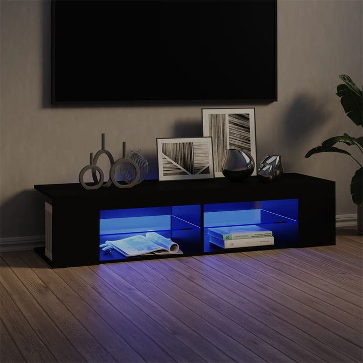 Tv-Bänk Med Led-Lampor Åldrat Trä 135X39X30 Cm Konstruerat Trä