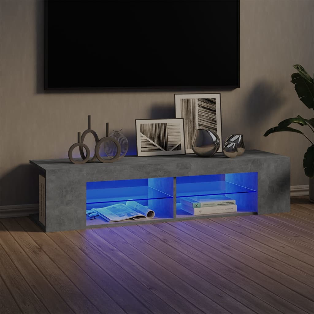 Tv-Bänk Med Led-Lampor Åldrat Trä 135X39X30 Cm Konstruerat Trä