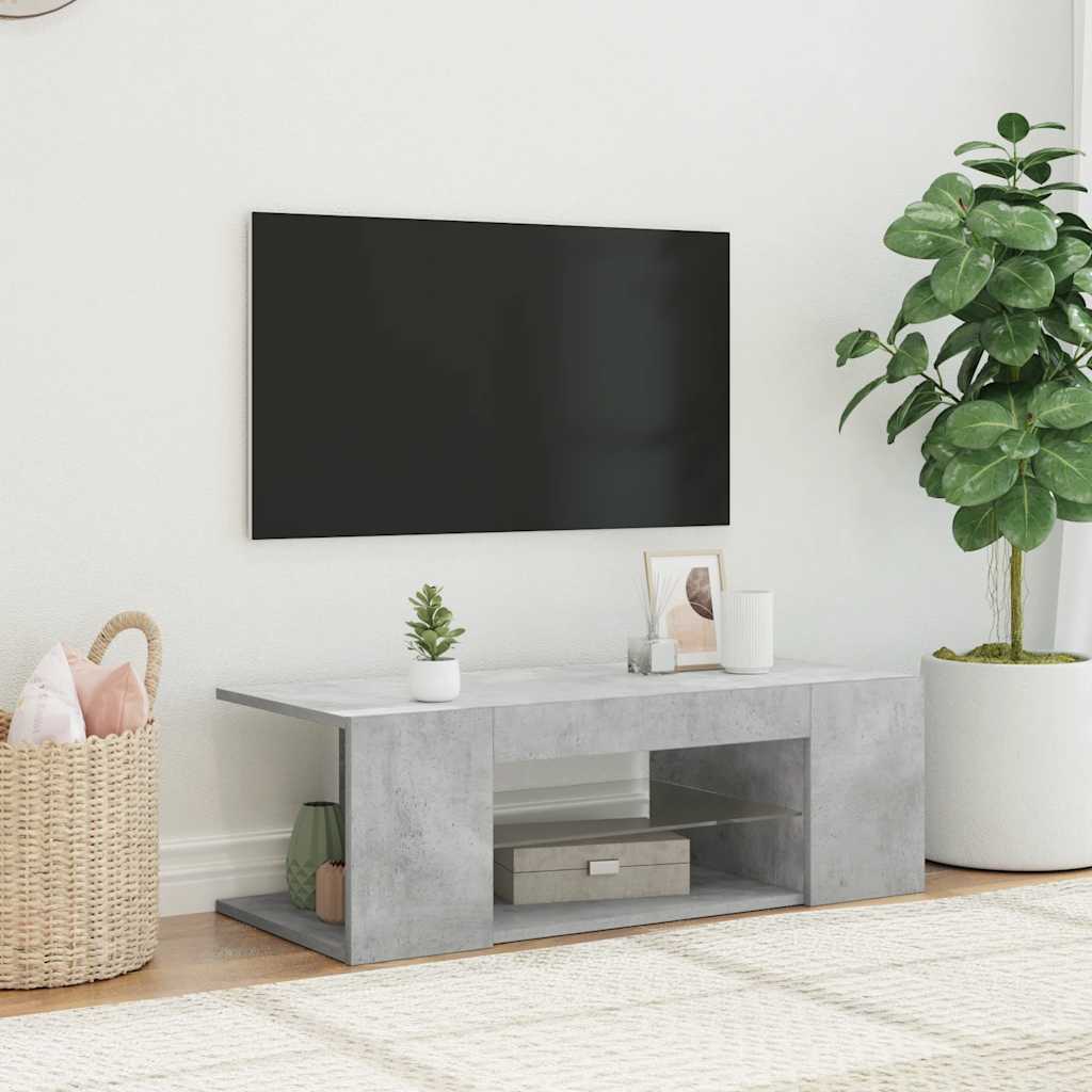 Tv-Bänk Med Led-Lampor 90X39X30 Cm Konstruerat Trä