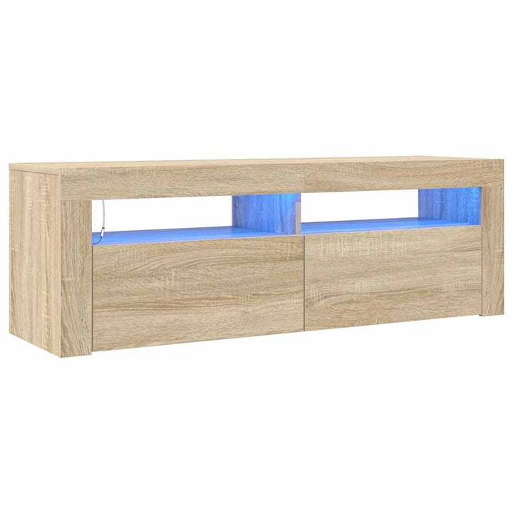 Tv-Bänk Med Led-Belysning Sonoma-Ek 120X35X40 Cm