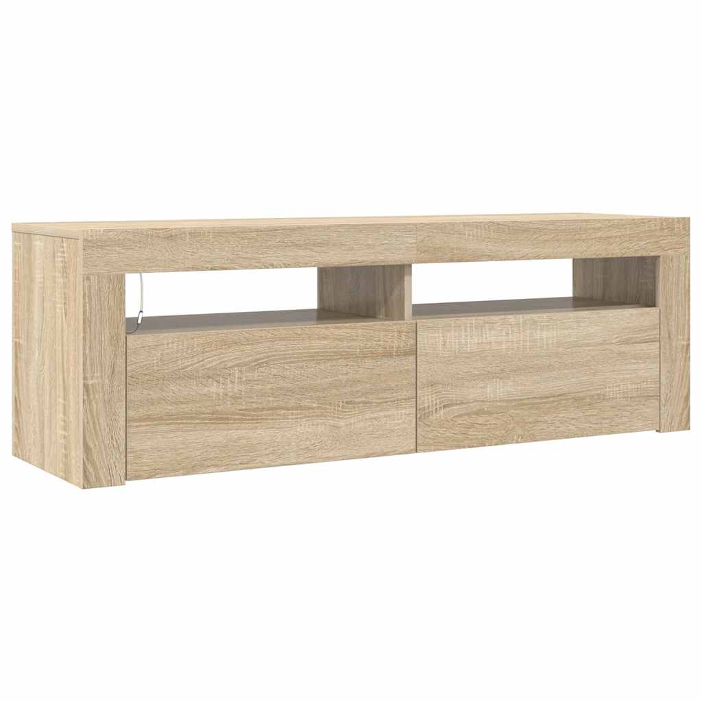 Tv-Bänk Med Led-Belysning Sonoma-Ek 120X35X40 Cm