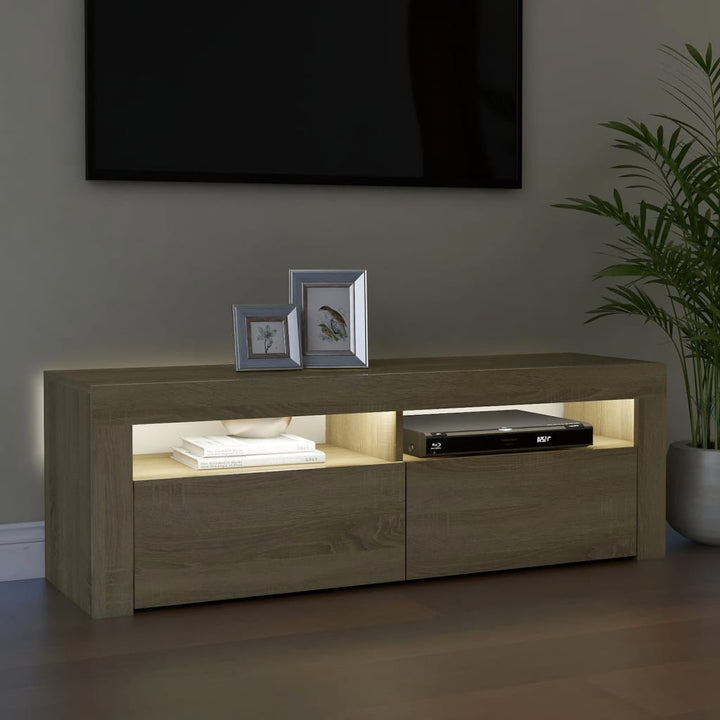 Tv-Bänk Med Led-Belysning Sonoma-Ek 120X35X40 Cm