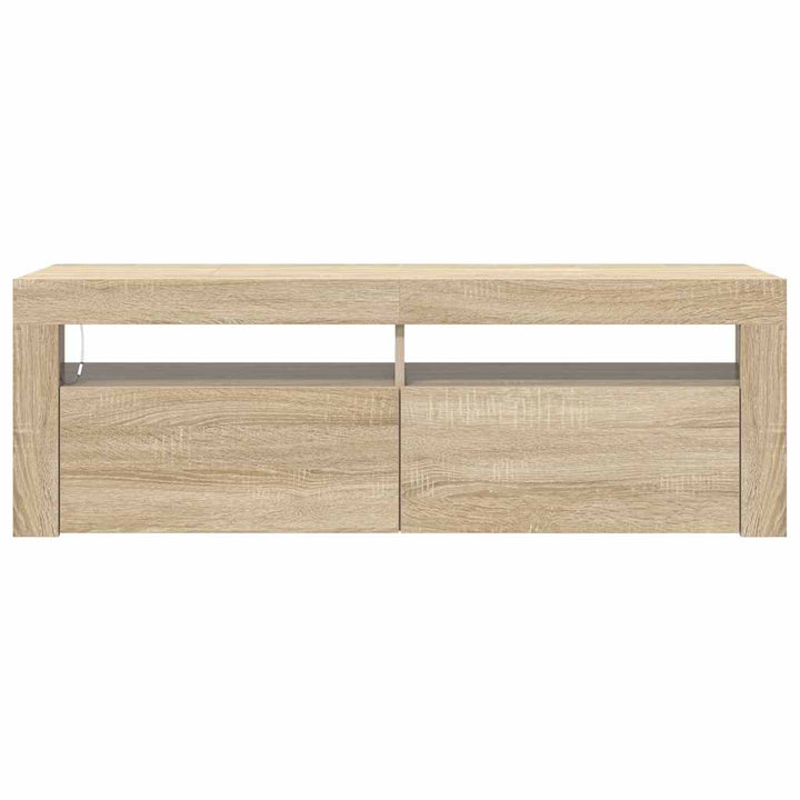 Tv-Bänk Med Led-Belysning Sonoma-Ek 120X35X40 Cm