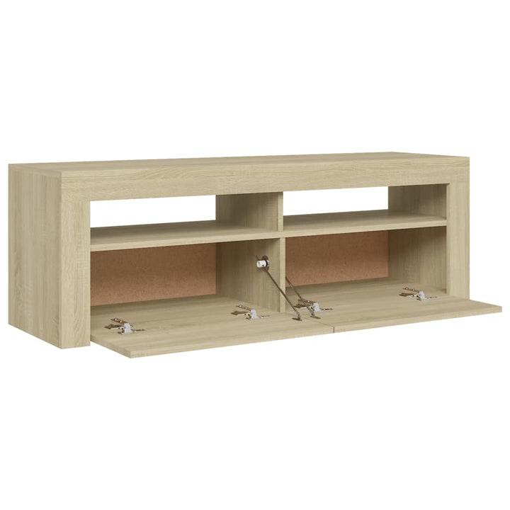 Tv-Bänk Med Led-Belysning Sonoma-Ek 120X35X40 Cm