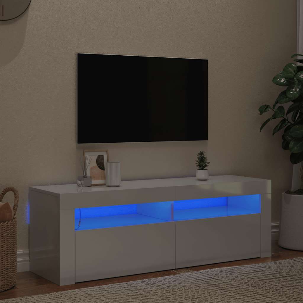 Tv-Bänk Med Led-Lampor Åldrat Trä 120X35X40 Cm Konstruerat Trä