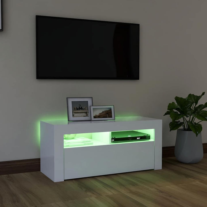 Tv-Bänk Med Led-Belysning 90X35X40 Cm
