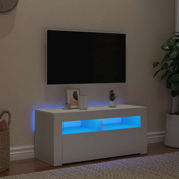 Tv-Bänk Med Led-Belysning 90X35X40 Cm