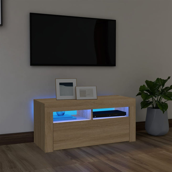 Tv-Bänk Med Led-Belysning 90X35X40 Cm